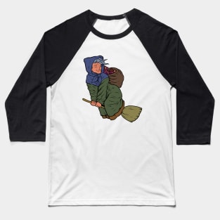 With Christmas gifts on broom - Befana Baseball T-Shirt